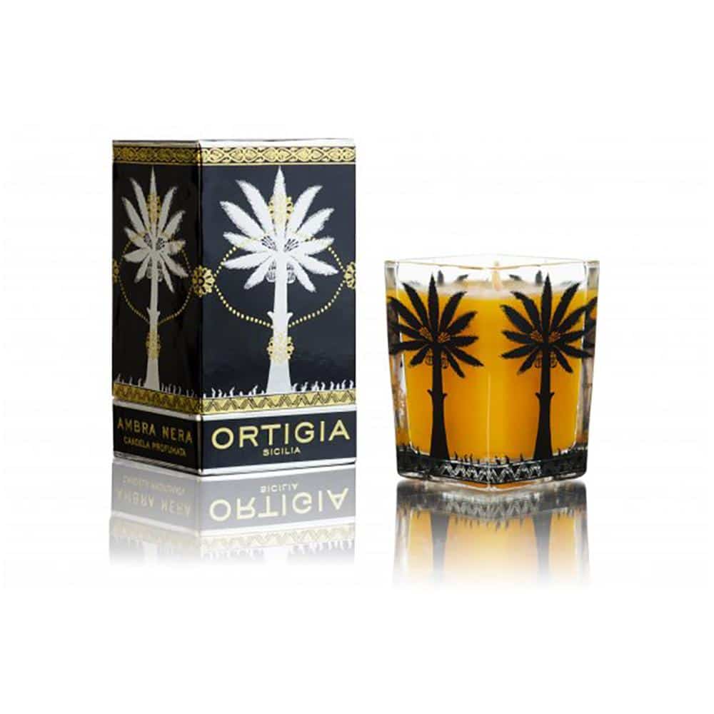 ortigia ambra nera square candle large