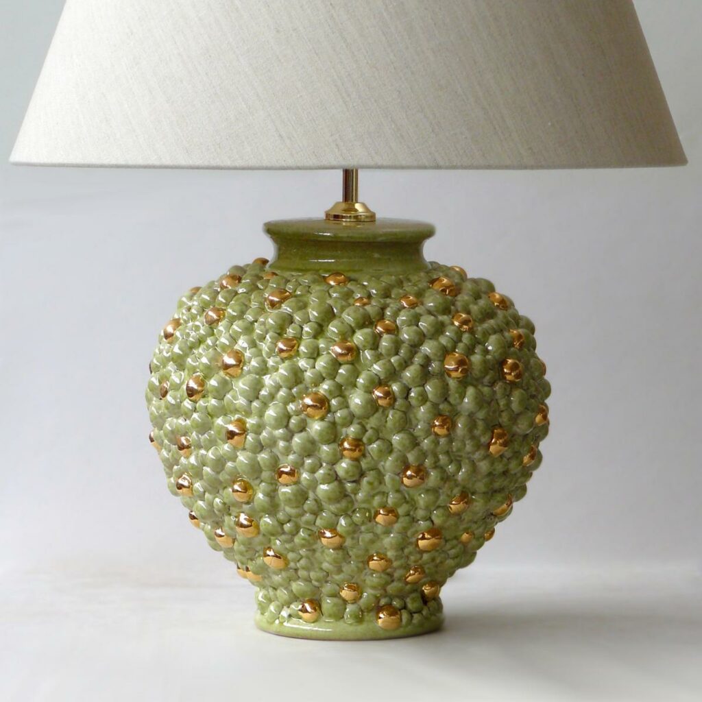 lampade-artigianali-ceramica-verde-bollicine